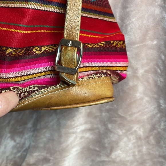 Aztec Leather and canvas backpack/ single shoulder bag - Picture 9 of 16